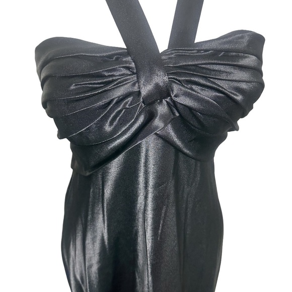 VTG 90 Y2K Prom Dress Black Whimsigoth Glam Vamp Satiny Slinky Sexy Maxi Gown 12 - Picture 2 of 6